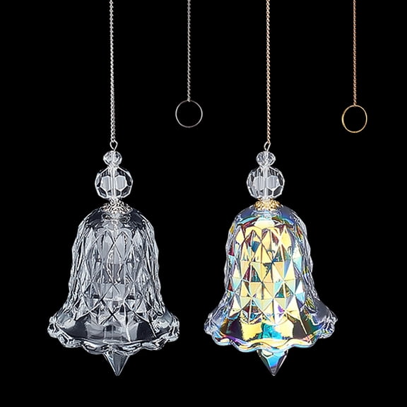 PH 2pcs Glass Wind Chimes Suncatchers Window Hanging Wind Chime Style Garden Sun Catchers Bell Shape Windchimes