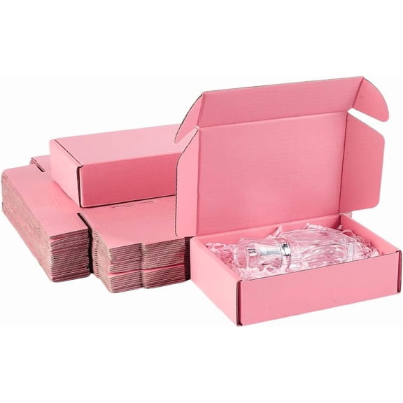 PH 30 Pack Pink Shipping Box for Pakaging Mailer Boxes Cardboard Box for Small Busizness Sturdy Gift Box Double-Sided Pink Case for Candle Pakaging Shipping Mailling 6x4x1.6"