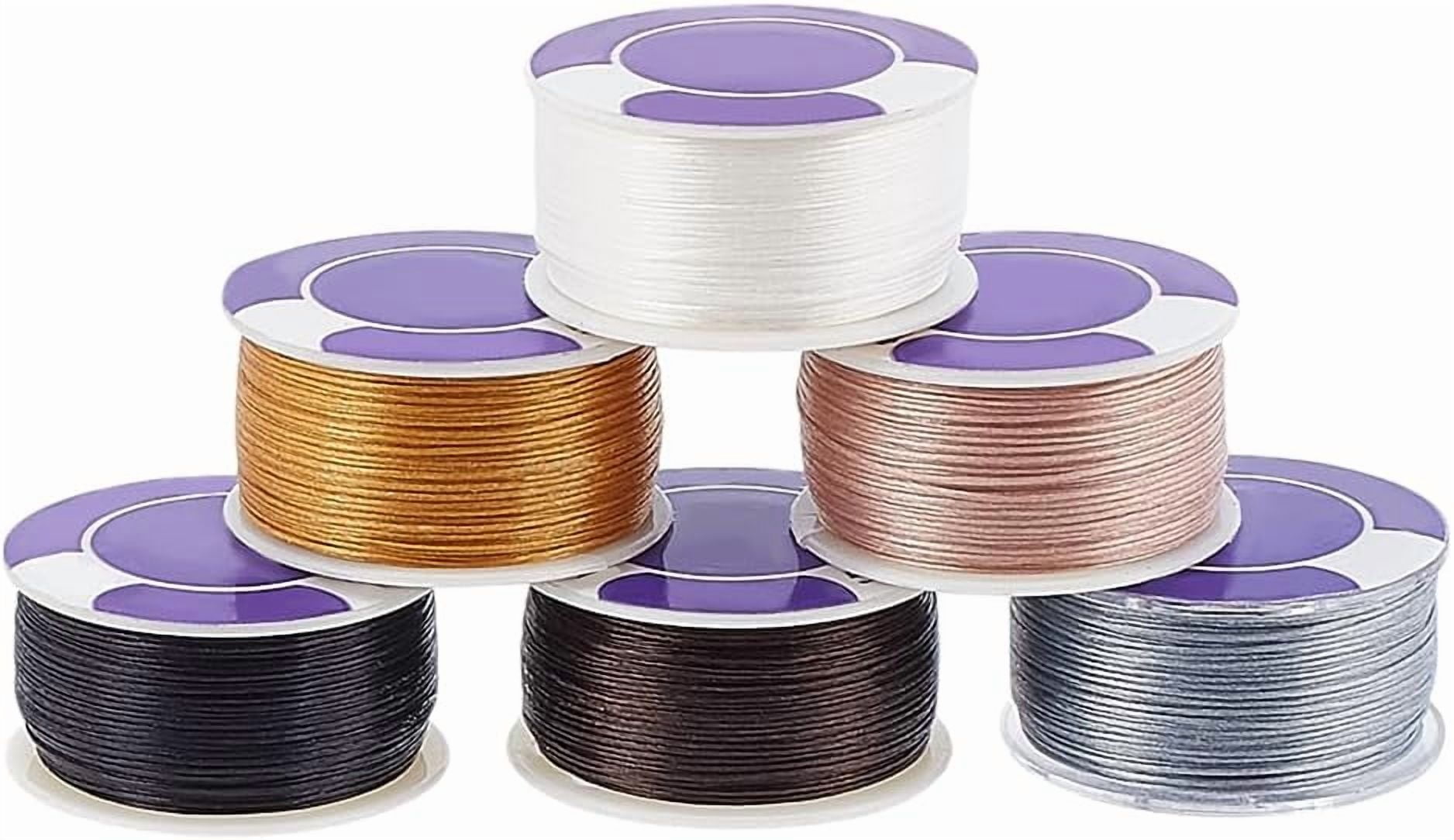 PH 300 Yards 0.1mm Beading String for Seed Beads 6 Colors Bracelet String Nylon Beading Thread Cord Coated Sewing String for Bracelet Necklace Jewelry Making Bead Weaving Crafting Colorful