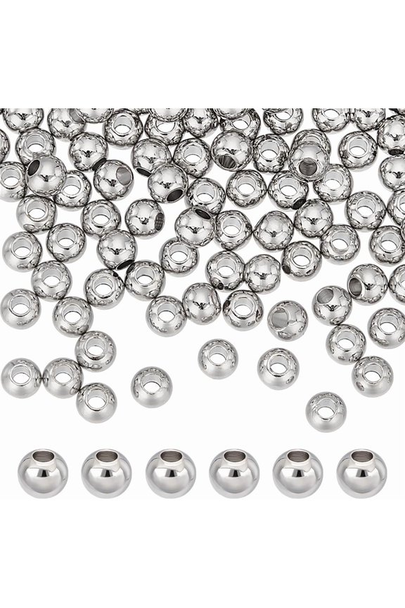 PH 300PCS 4mm Spacer Beads Jewelry Silver Beads Small Brass Spacers Loose Bead Smooth Round Bead Metal Seed Spacers for DIY Layered Necklace Bracelet Jewelry Making for DIY