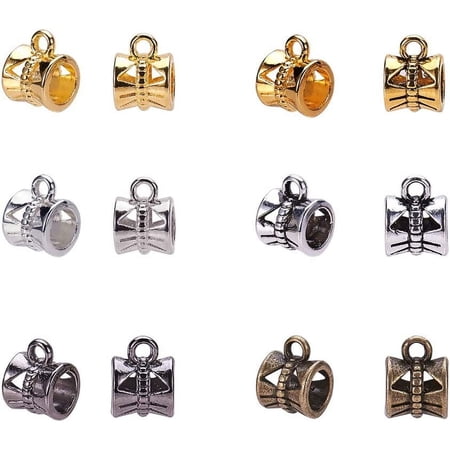 PH 300Pcs 6 Colors Connectors Bails Beads for Jewelry Making Tube Spacer Bead Hanger Fit European Charms Bracelet Pendants Colorful