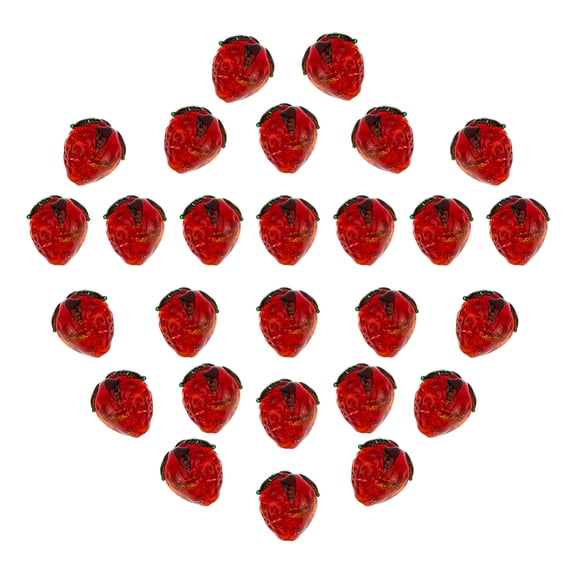 PH 30PCS Strawberry Beads Imitation Fruit Bead Cute Bumpy Lampwork Loose Beads 3D Red Fruit Glass Spacer Bead