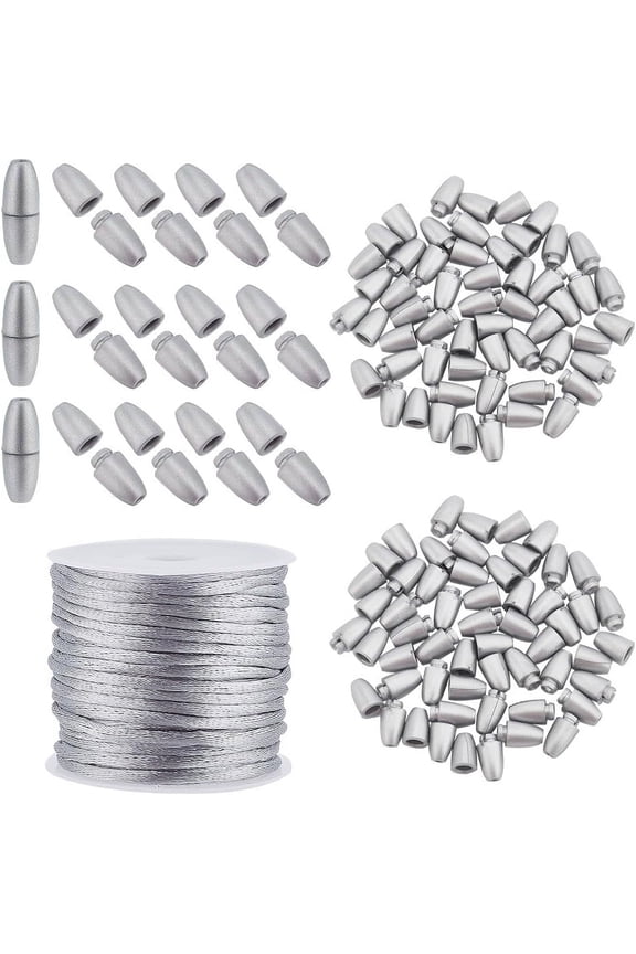 PH 30Set Breakaway Clasp for Lanyard 24mm Plastic Barrel Connectors Safety Clasps with 10m 2mm Nylon Lanyard String Cords Necklaces Bracelets DIY Craft Making Grey(NWIR-PH0002-13B-US2) for DIY