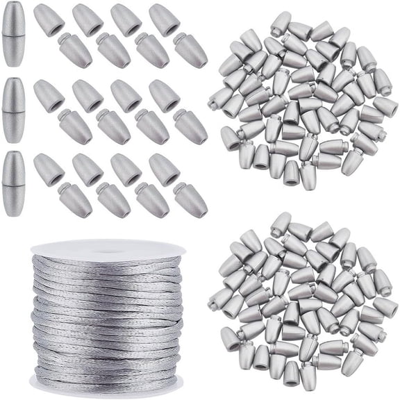 PH 30Set Breakaway Clasp for Lanyard 24mm Plastic Barrel Connectors Safety Clasps with 10m 2mm Nylon Lanyard String Cords Necklaces Bracelets DIY Craft Making Grey(NWIR-PH0002-13B-US2) for DIY