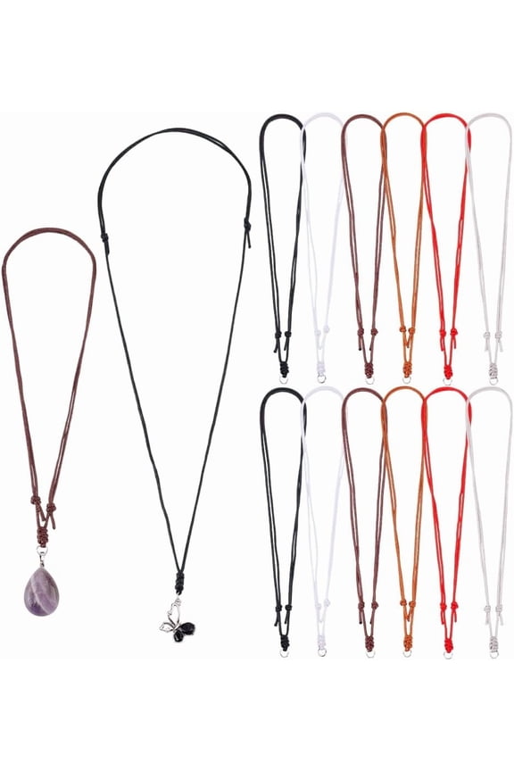 PH 30pcs 6 Colors Rope Necklaces Adjustable Necklaces with Metal Loop Knotted Cord Necklace Semi Necklace Cord Rope Choker for Hanging Pendants Women Men Necklace Jewelry 13.7~26 inch Multi-color