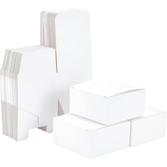 PH 30pcs Gift Wrapping Box White Paper Boxes with Lid Small Paper Present Boxes for Light Weight Gifts Bridal Birthday Wedding Party Christmas 3.14x3.14x1.57 inch White
