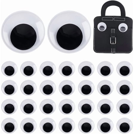 PH 30pcs Large Wiggle Eyes 2 Inch Eyes Giant Plastic Wiggle Eyes with Self Adhesive Flat Round Stickers Eyes Black White Craft Eyes for DIY Craft Scrapbooking Party Home Decor Black