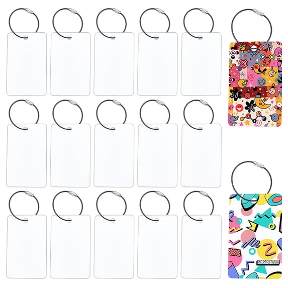 PH 30pcs Sublimation Luggage Tag Blanks Travel Bag Tags with 30 Stainless Steel Loop Plastic Suitcase Name Tag Luggage Labels Blank