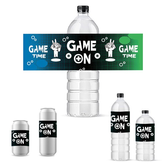 PH 30pcs Video Game Water Bottle Labels Decorative Bottle Wrappers Waterproof Stickers for Birthday Party Themed Event
