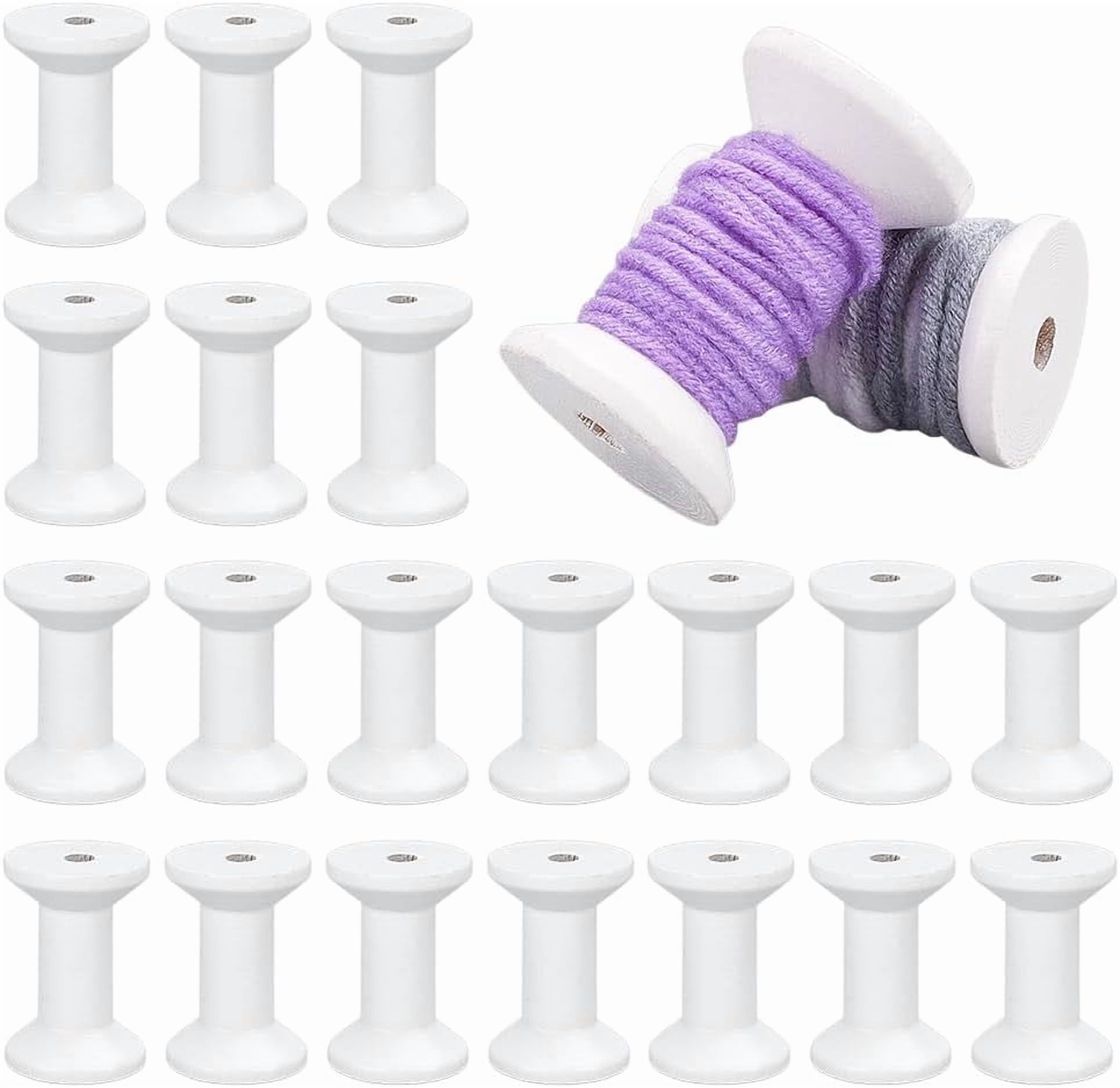 PH 30pcs Wood Spools Small Empty Thread Spool White Wire Weaving Bobbins Wooden Sewing Thread Spools 2 inch String Spool Bulk for Embroidery Textile Sewing Machines Arts Crafts Cord White