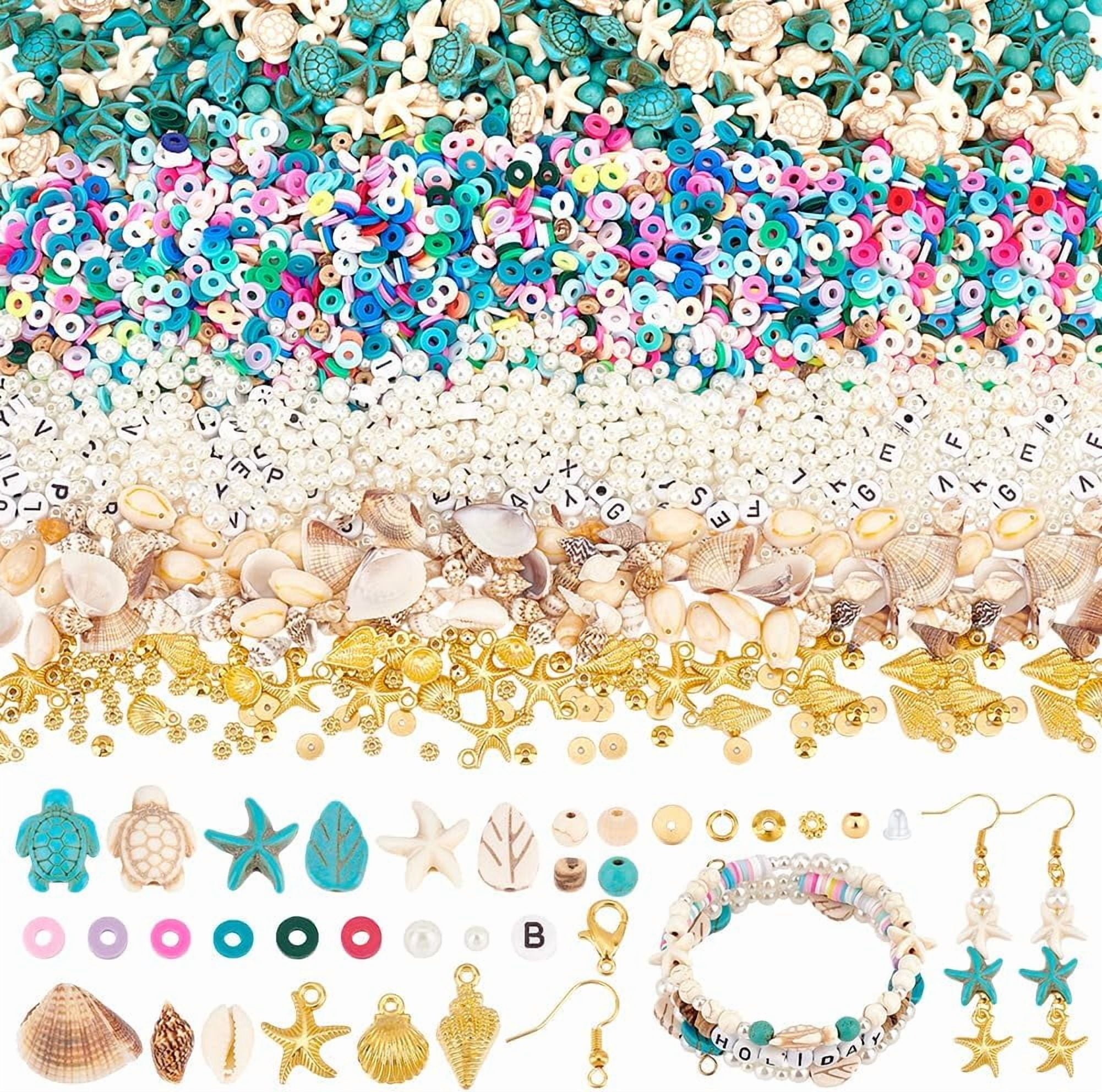 PH 3110pcs Ocean Earrings Making Kit Polymer Clay Beads Natural Shell Beads Wooden Beads Turquoise Beads Metal Spacer Beads Earring Hooks for Earrings Summer Jewelry Craft Making colorful DIY