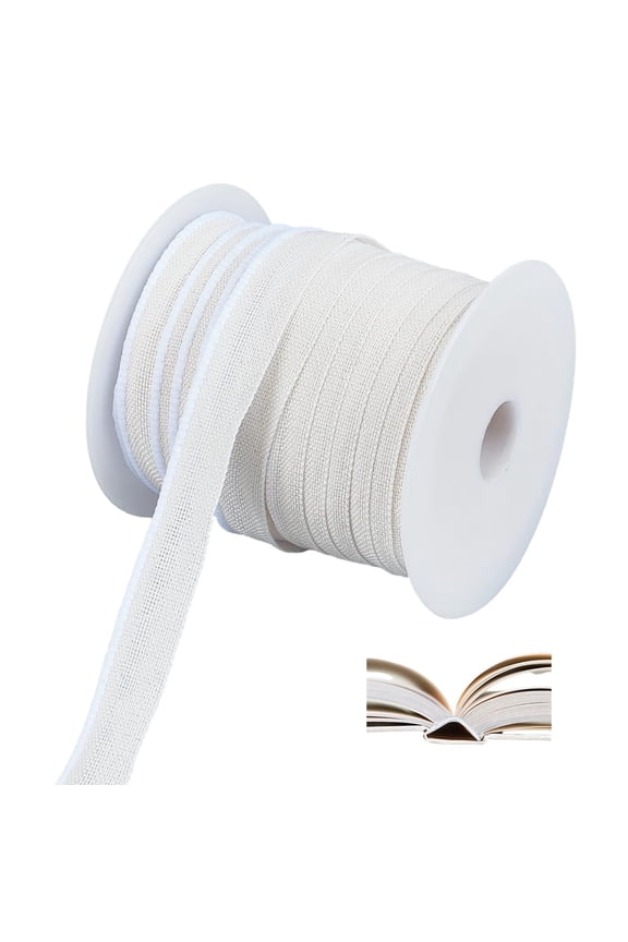 PH 32.8 Yards Book Binding Headbands 5/8'' Flat Books Binding Ribbon Polycotton Book Headbands Books Endbands with Spools for Beginners Bookbinding Decoration Repairing White White