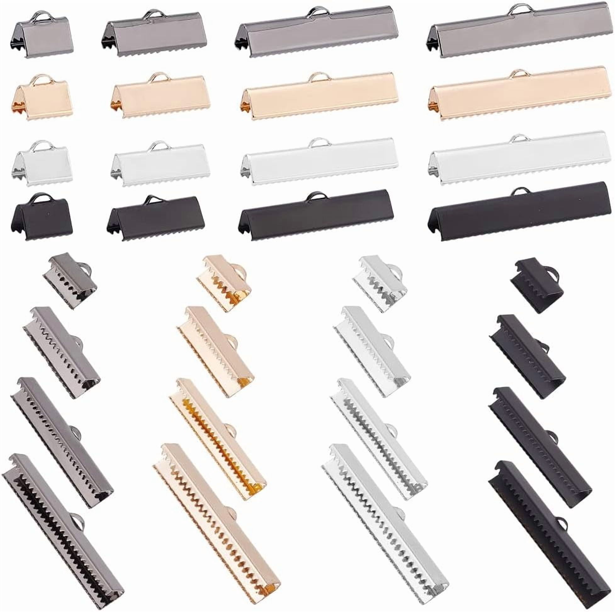 PH 32pcs Brass Ribbon Crimp Ends 10/20/35/40mm Belt Buckle End Tip 4 ...
