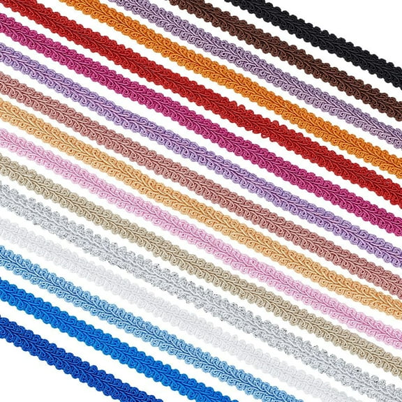 PH 34yards Gimp Braid Trim 16 Colors Cord Polyester Woven Braid Trim Decorative Gimp Trim Ribbon for Sewing Hand DIY Crafts Costume Home Decorative 3/8 Inch~1/2 Inch Colorful DIY