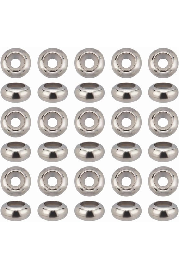 PH 35pcs Stopper Beads 304 Stainless Steel Spacer Beads 10mm Rubber O Rings Insert Rubber Locating Ring for DIY Bracelet Necklace Jewelry Making Accessories Hole: 3mm for DIY