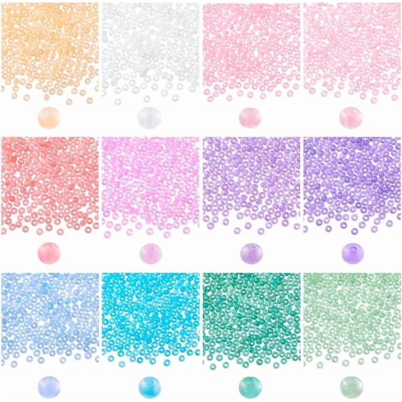 PH 3600pcs 12 Candy Colors Frosted Glass Beads Seed Beads for Crafts Mini Spacer Beads for Friendship Bracelet Assorted Beads Set Waist Beads Christmas Decorations 3x2mm Hole: 1mm Multi-color