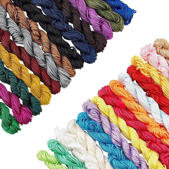 PH 364 Yards Nylon String 28 Styles 1.5mm Nylon Thread Chinese Knotting Cord String Beading Cord Kumihimo Macrame Thread String for Friendship Bracelet Christmas Tree Ornament Colorful