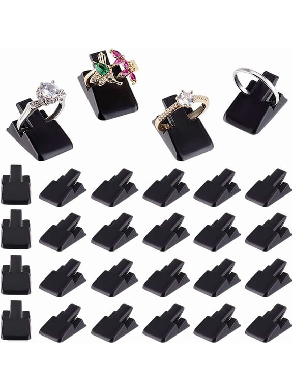 PH 36pcs Black Plastic Ring Holder Small Jewelry Display Clip Ring Clips Stand Single Finger Ring Support Ring Display for Engagement Wedding Rings Jewelry Store Vendors Bedroom Black DIY
