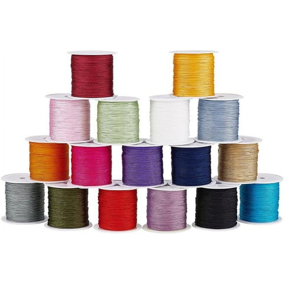 PH 372 Yards 0.6mm Nylon Beading String 17 Colors Bracelet String Thread String Chinese Knotting Cord for Jewelry Making Macrame Friendship Bracelets Christmas Ornament colorful