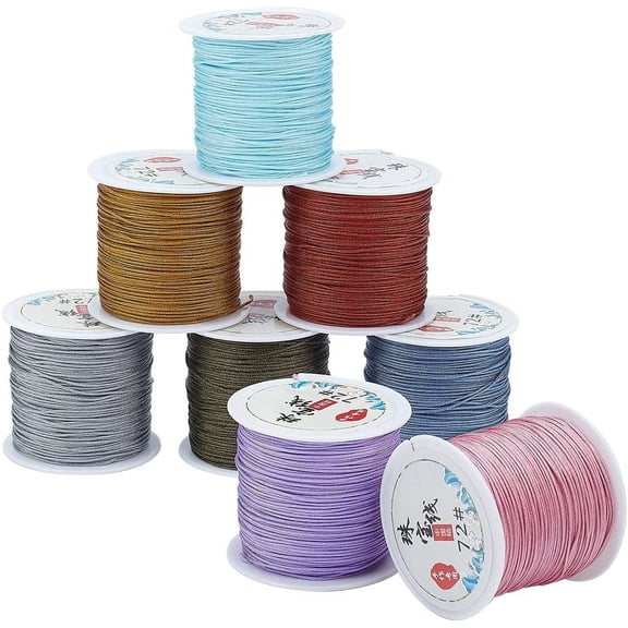 PH 392 Yards 0.8mm Nylon String Cord 8 Colors Bracelet String Chinese Knotting Cord Macrame Nylon Thread for Kumihimo Bracelets Necklaces Jewelry Making Wind Chime Parts Colorful