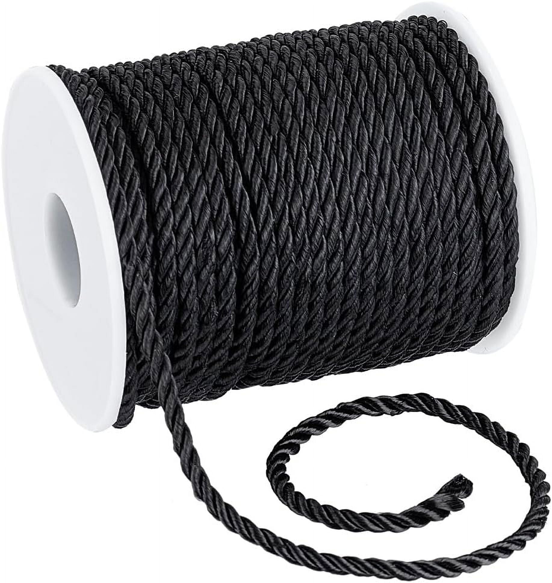 PH 3mm 32.8 Yards Black Twisted Rope Trim 3-Ply Cord with Spool ...