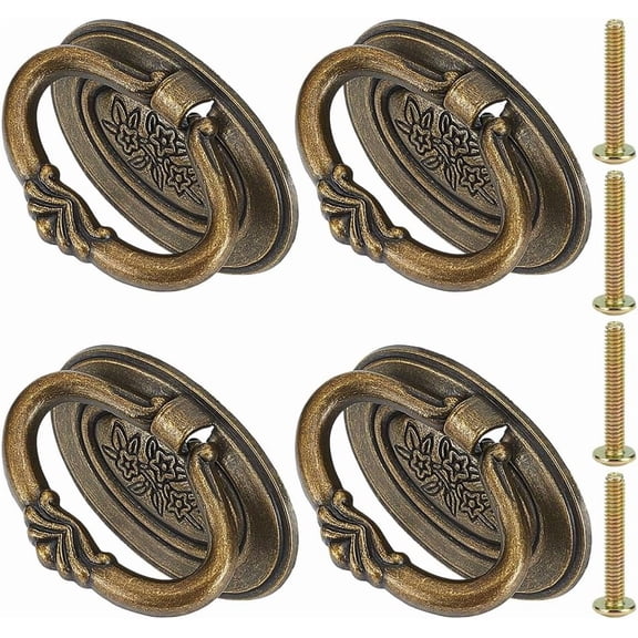 PH 4 Pack Drawer Pulls Handles Oval Dresser Drawer Pulls 2.7" Vintage Cabinet Pulls Cabinet Knobs Shabby Chic Pulls for Dresser Vanity Nightstand Cupboard Wardrobe Bronze for DIY