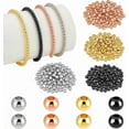 thumbnail image 1 of PH 400pcs 4 Colors 18K Gold Plated Beads 4mm Metal Bracelet Beads Brass Spacer Beads Round Ball Beads Small Loose Spacer Beads Stackable Beads for Bracelets Necklace Beading Crafts Making Colorful, 1 of 5