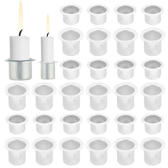 PH 40pcs Mini Metal Candle Inserts Candlestick Holder Cup 2 Size Aluminum Metal Candle Cups Drip Protectors Catchers for Wax Dripping Wood Table