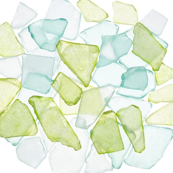 PH 45pcs Sea Glass Pieces 3 Colors Irregular Sea Glass 10 OZ Crushed Glass Vase Filler Frosted Seaglass Pieces Decor for Beach Aquarium Vase Fillers Wedding Party Home Tree DIY Craft Decor