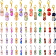 thumbnail image 1 of PH 48pcs 12 Colors Round Bead Dangle Charms 1.3 Inch Pendant Glass Beads with Golden/Silver Lobster Claw Clasps Dangle Pendants for Jewelry Keychain Stitch Markers Making Colorful, 1 of 6