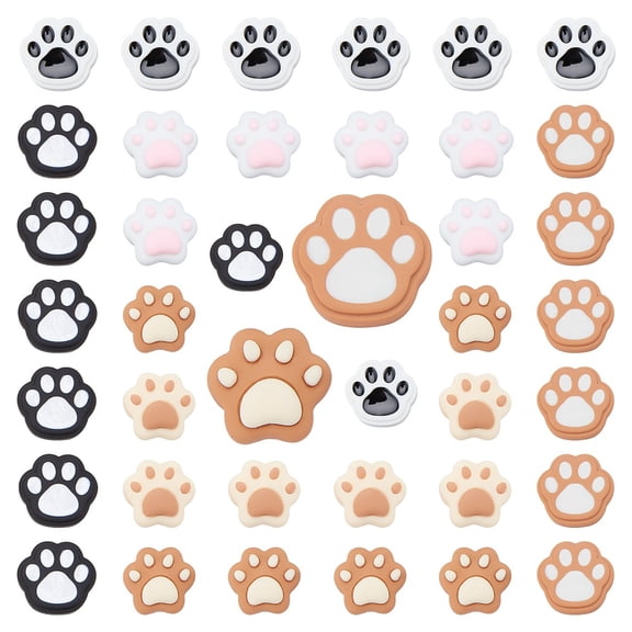 PH 48pcs Dog Cat Paw Cabochons 6 Style Cute Bear Claw Tiles Resin Claw Print Simulation Colorful Decoration