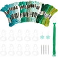 thumbnail image 1 of PH 49pcs Green Sewing Threads Kit Embroidery Floss Embroidery Skein Threads Embroidery Floss Drop with Needles and Needle Devices Embroidery Kit for Bracelets DIY Embroidery Thread Crafts Mixed Color, 1 of 6