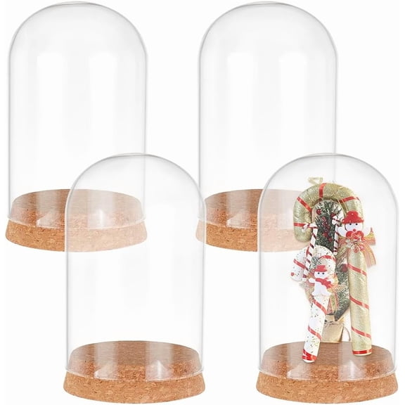 PH 4pcs Cloche Glass Dome Clear Glass Display Dome with Cork Base Glass Decorative Jars Bottles for Display Collectibles Figurine Flower Storage Christmas Party Favor Decoration 3.15x5inch for DIY
