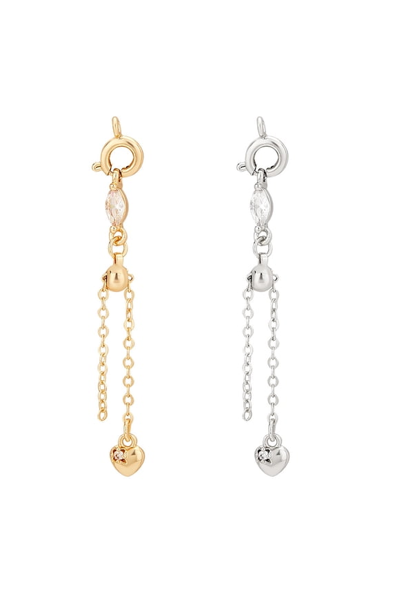 PH 4pcs Necklace Extender Chains 2 Colors Bracelet Anklet Chain Extenders Adjustable Slider Extension Chains with Cubic Zirconia Bead