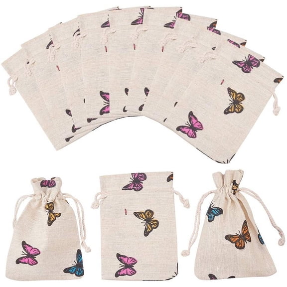 PH 50 Pcs Butterfly Cotton Bags with Drawstring Gift Bags Jewelry Pouch for Wedding Party Arts Crafts Projects Presents Snacks Jewelry 5.5x4 Inches Colorful DIY