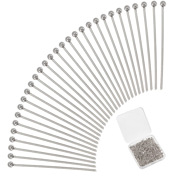 PH 500pcs Ball Head Pins 304 Stainless Steel Jewelry Making Pins 30mm Headpin 21 Gauge Bendable Pins for Beading Dangle Earring Pendant Bracelet Necklace Jewelry DIY Craft Ball 2mm