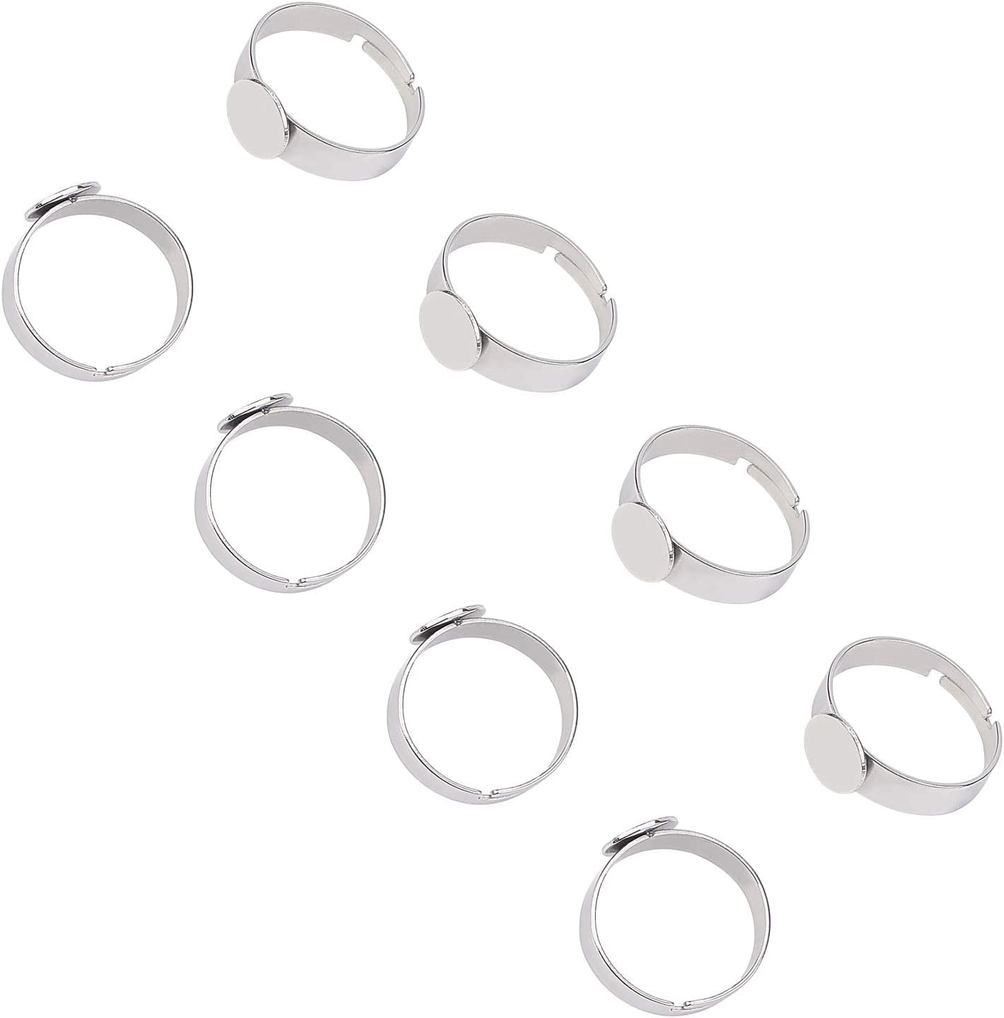 Pad Ring Base PH 50pcs 8mm Stainless Steel Adjustable Finger Rings Components Size 7 ...