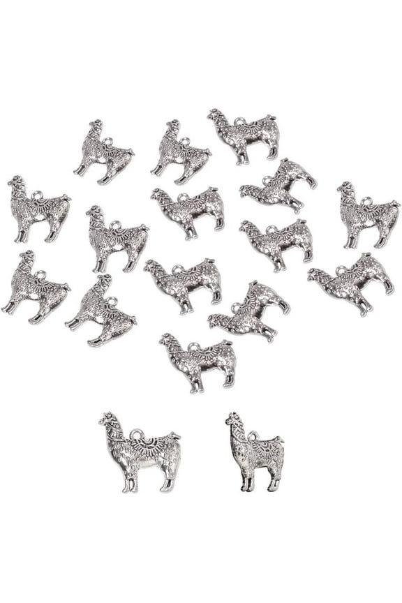 PH 50pcs Alpaca Charms Llama Pendants Tibetan Alloy Animal Lama Pacos Pendants for Bracelets Necklaces Jewelry Making Silver Silver DIY