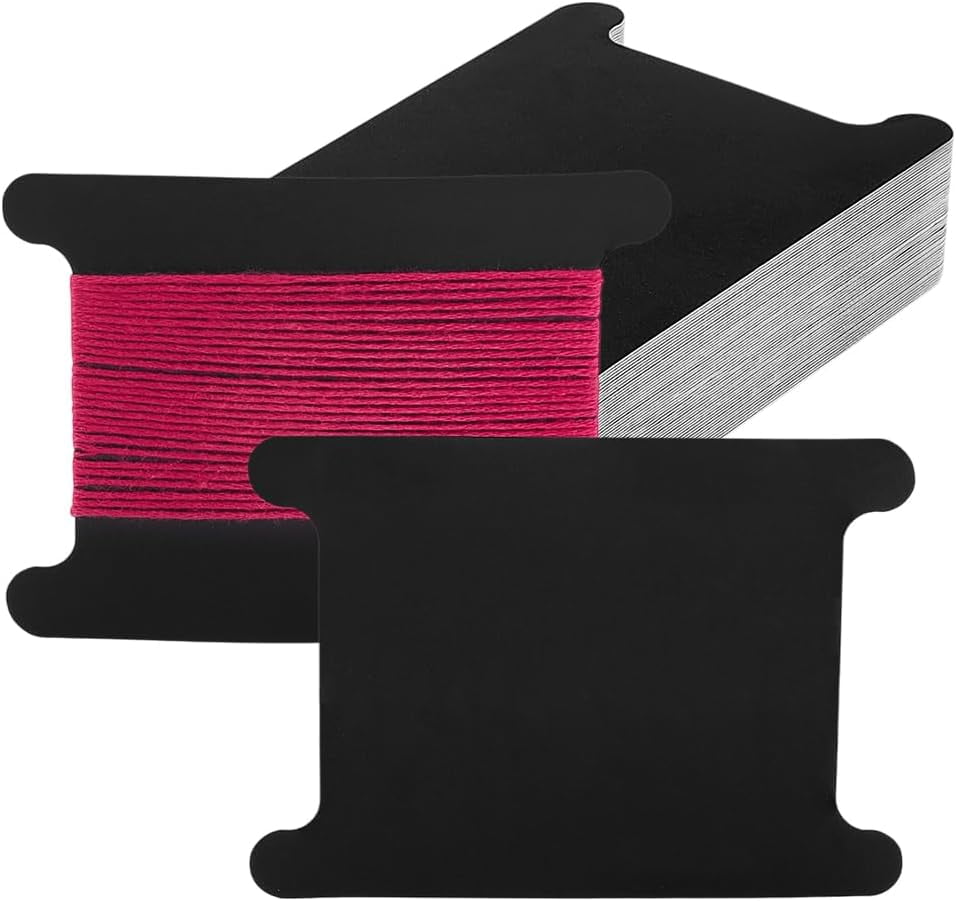 PH 50pcs Black Paper Bobbins Flat Spool Bobbin Floss Bobbins Paper ...