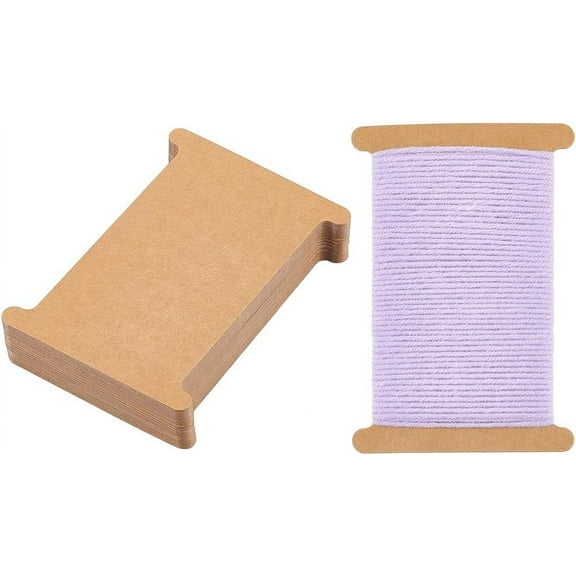 PH 50pcs Ribbon Storage Organizer Cardboard Ribbon Spools Embroidery Floss Bibbon for Thread Holder Empty Yarn Bobbin for Cotton Thread Stitch Craft DIY Sewing 5x3.5 Inch Beige