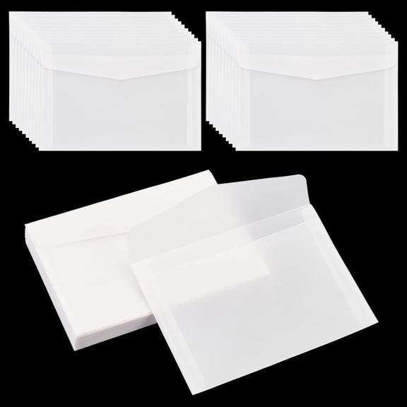 PH 50pcs Translucent Envelopes 6.9x 4.9''/17.5x12.5cm Glassine Envelopes White Clear Paper Envelopes Tissue Seed Envelopes for Greeting Cards Wedding Lottery Invitations Project White