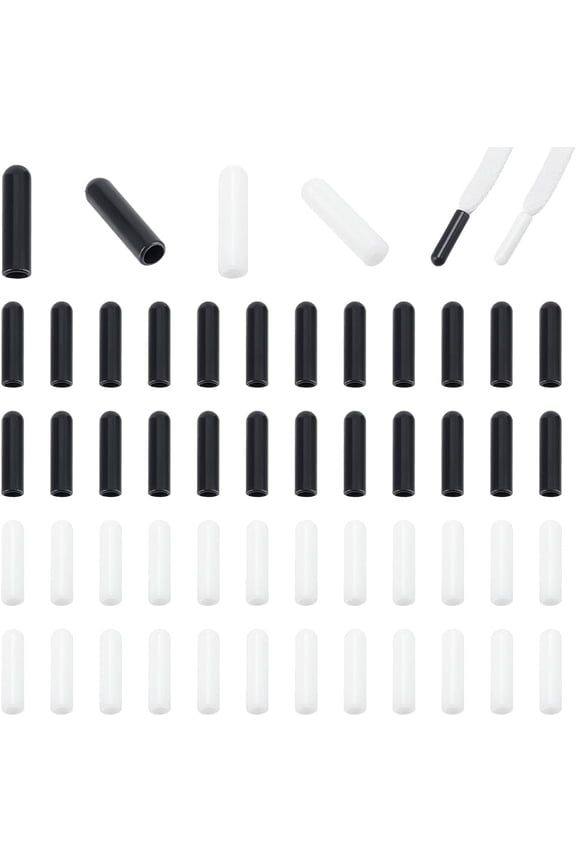 PH 52pcs Shoelace Tips Plastic Shoelace Ends Tips Shoelace Head Cord End Caps Black White Shoelace Ends Replacement Shoelace Tips Head for Sneakers Canvas Hoodies Pants DIY Reparing 20x5 mm for DIY