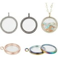 thumbnail image 1 of PH 5pcs Rhinestone Photo Frame Charm 5 Colors 35mm Round Double-Sided Picture Frame Memory Locket Charm Alloy Dangle Charms for Wedding Bridal Bouquet Keychain Jewelry Making colorful, 1 of 9