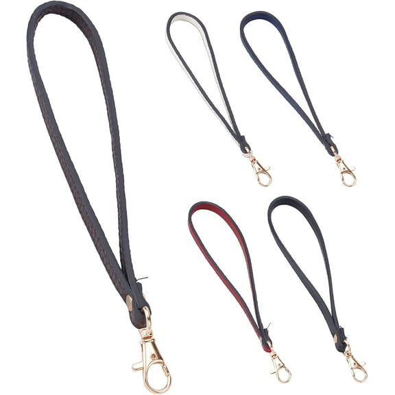 PH 5pcs Wrist lanyard 5 Colors Hands-Free Wristlet Strap 8.8” PU Leather Bag Strap Keychain Holder with Swivel Clasp for diy making