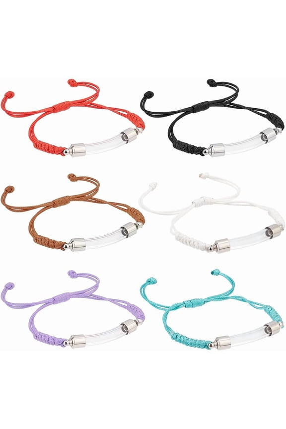 PH 6 Color Glass Vial Pendant Bracelet Adjustable Bracelet with Glass Openable Container Name on Rice Bracelet for Men Women DIY Jewelry Making Perfume Sand 45mm Multi-color
