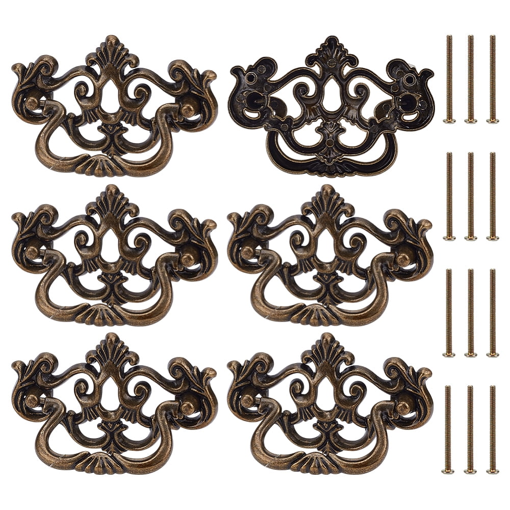 PH 6 Pack Drawer Pulls Dresser Drawer Pull Handles 4" Vintage Cabinet Pulls Cabinet Knobs Shabby Chic Pull for Dresser Vanity Nightstand Cupboard