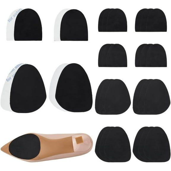 PH 6 Pairs Self Adhesive Suede Soles Stick on Soles Non Slip Shoe Soles Forefoot Heel Pads Adjustable Suede Patches for Dace Shoes High Heeled Shoes 5.5x4.2/3.5x3 Inch Black Black