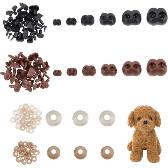 PH 6 Sizes Safety Noses 72pcs Noses Plastic Crafts Nose with Washers Assorted Sizes Animal Bear Noses for Plush Stuffed Animals Crochet Puppet Dog Toys Crafts Making Colorful DIY
