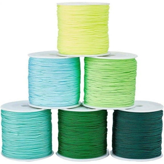 PH 600 Yards Green Nylon Knotting Cord 0.8mm Beading String Bracelet String Wind Chime Thread for St Patrick Spring Kumihimo Friendship Bracelet Jewelry Making Dream Catchers Colorful