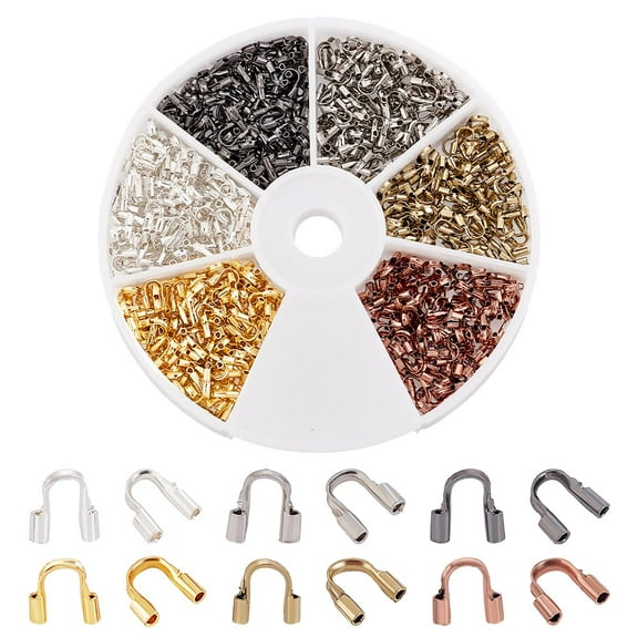 PH 600pcs 6 Colours Brass Wire Guardian Cable Thread Protector U Shape Wire Guard Loops Horseshoe U-Shaped Clasp for Earring Bracelet Jewellery Making DIY Crafts 5x4x1mm Hole: 0.7mm colorful